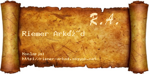 Riemer Arkád névjegykártya