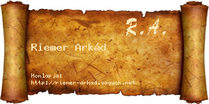 Riemer Arkád névjegykártya